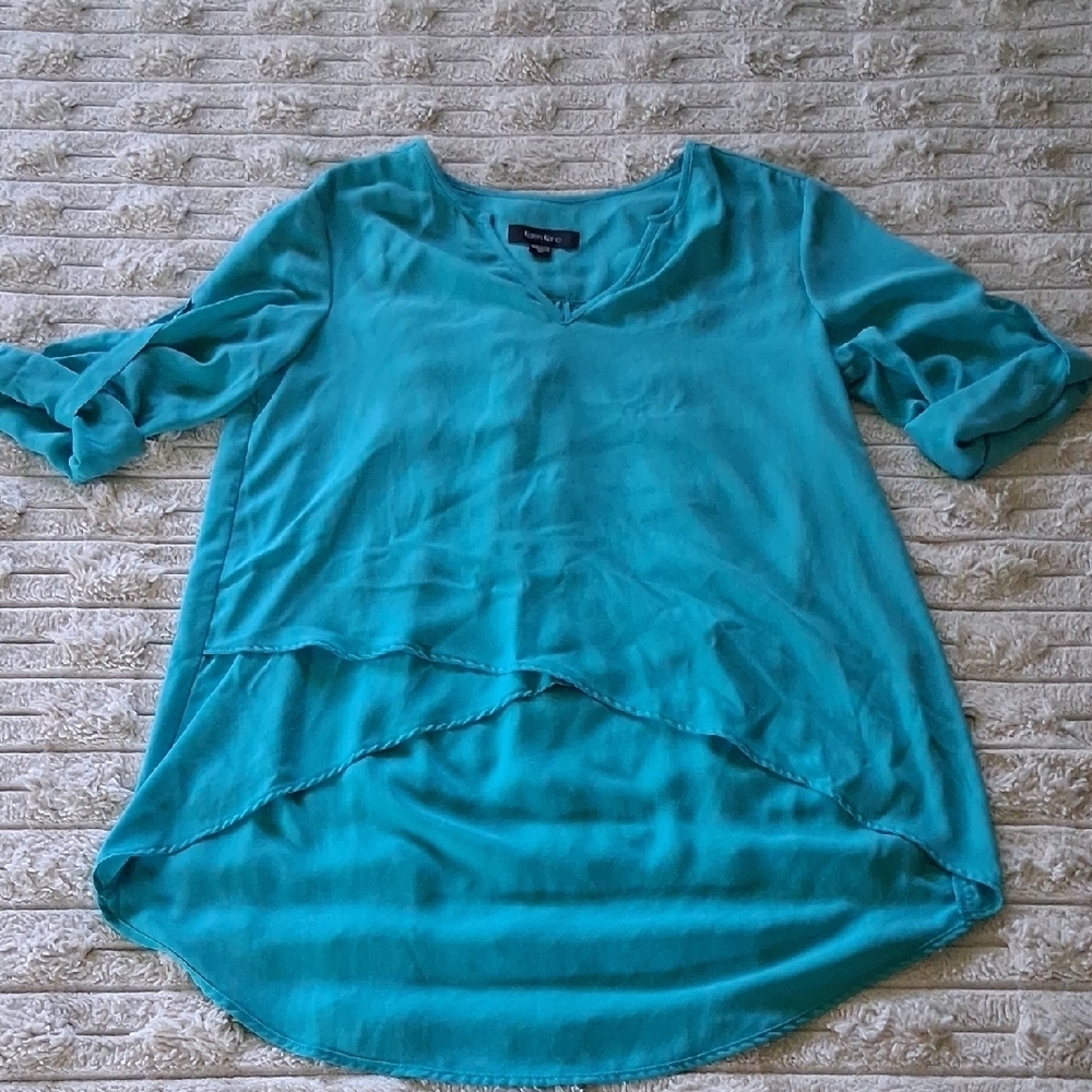 Karen Kane Blue Relaxed Asymmetrical Tunic Medium